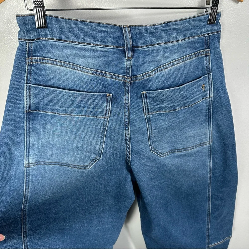 Pilcro Anthropologie Blue Wide Leg Cropped Barrel Denim Jeans Size 28 Tall Chic - Picture 12 of 15